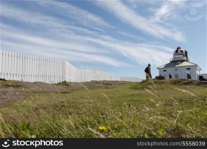 Tourists at Lighthouse, Cape Spear, St. John&rsquo;s, Newfoundland And Labrador, Canada
