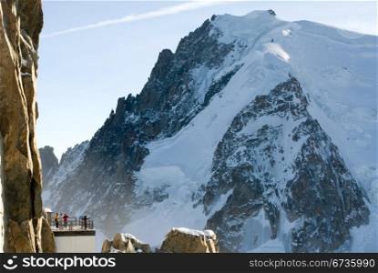 Tourists at the closest point to Mont Blanc, France