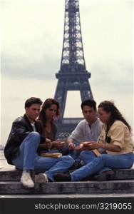 Tourists at the Eiffel Tower