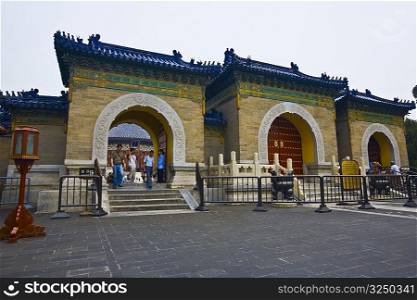 Tourists at the entrance of a temple, Imperial Vault of Heaven, Temple Of Heaven, Beijing, China