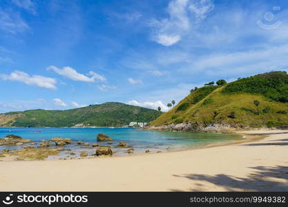 Tourists at Ya Nui beach at the south of Phuket Island, Thailand. Tropical paradise in Thailand. Phuket is a popular destination famous for tourists