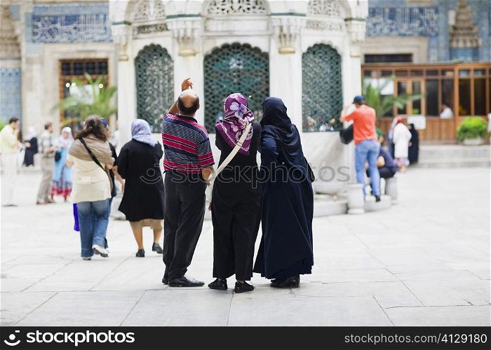 Tourists in front of a building, Istanbul, Turkey