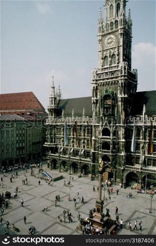Tourists in front of a building, Munich Town Hall, Munich, Bavaria, Germany