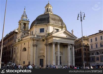 Tourists in front of a church, Santa Maria Di Montesanto, Piazza Del Popolo, Rome, Italy