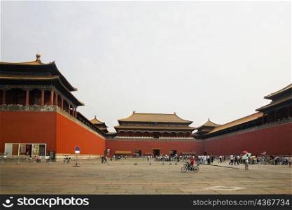 Tourists in front of buildings, Duan Gate, Forbidden City, Beijing, China