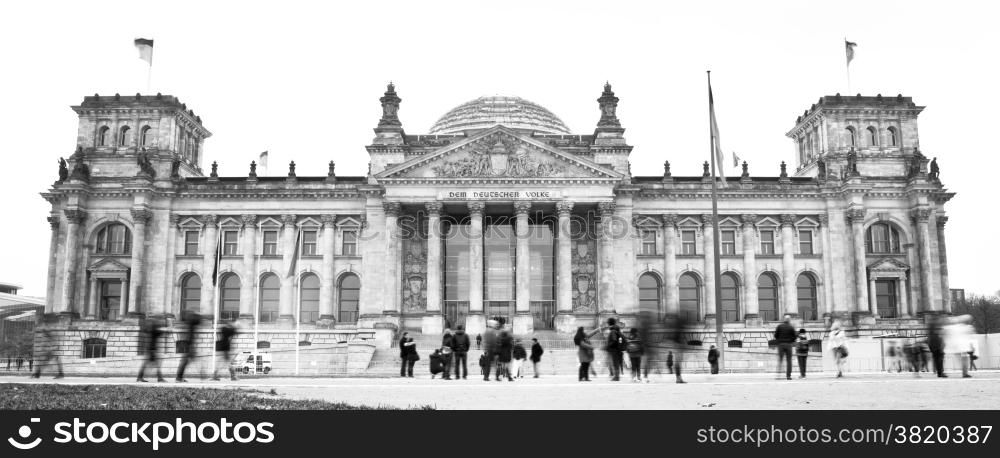 Tourists in front of Reichstag, Berlin. Germany. long exposure