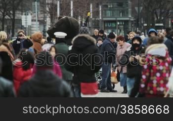 Tourists on Pariser Platz on February 3th, 2013, in Berlin, Germany. Berlin is in third place among the most-visited city destinations in the European Union.