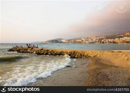 Tourists on the beach, Ephesus, Turkey
