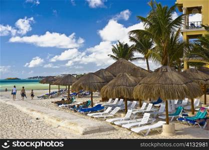 Tourists on the beach, Playa Del Carmen, Quintana Roo, Mexico