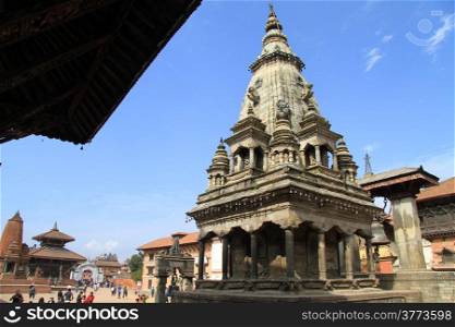 Tourists on the Durbar square in Bhaktapur, Nepal