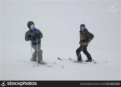 Tourists skiing, Whistler Blackcomb, Vancouver, British Columbia, Canada