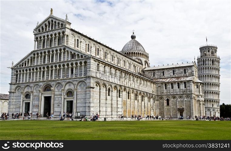 Tourists visiting the Pisa Cathedral Complex
