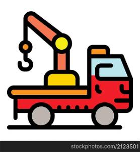 Tow truck icon. Outline tow truck vector icon color flat isolated. Tow truck icon color outline vector