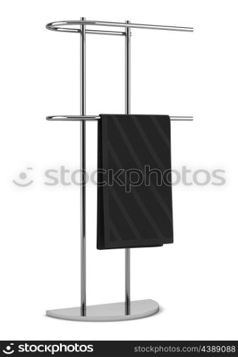 towel on standing hanger isolated on white background