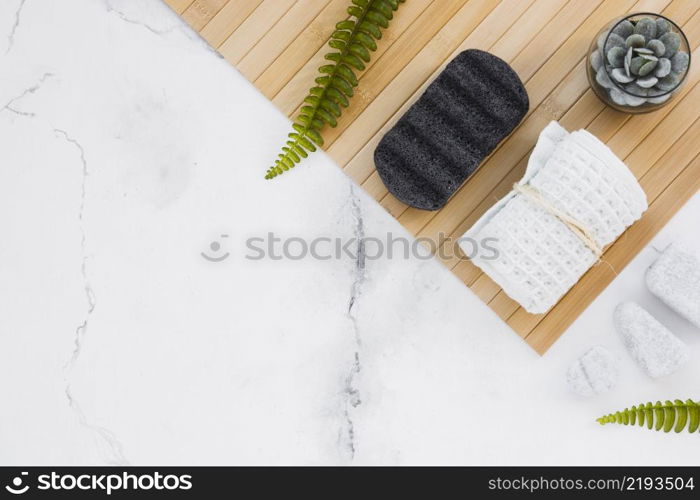 towel wooden mat with copy space