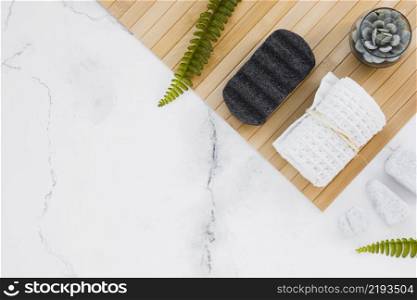 towel wooden mat with copy space