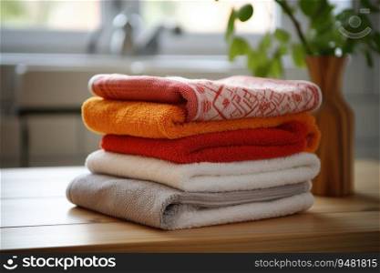 Towels prepared for guest use.