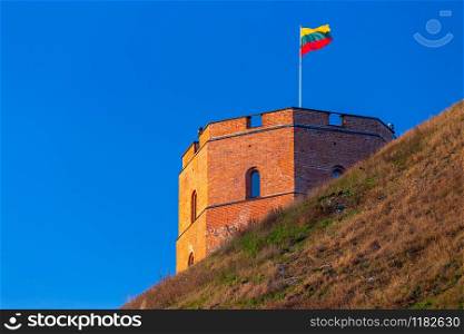 Tower and Gediminas Hill in Vilnius. One of the main attractions of the capital of Lithuania.. Vilnius. Tower Gedemin.