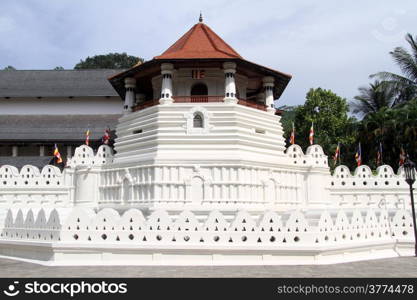 Tower and wall of Tooth temple in Kandy, Sri Lanka