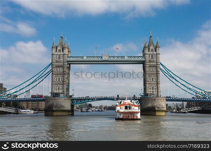 Tower Bridge, a Combined Bascule and Suspension Bridge in London.. Tower Bridge, a Combined Bascule and Suspension Bridge in London