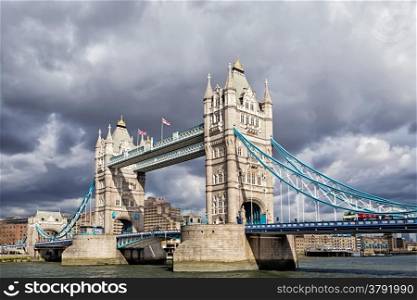 Tower Bridge (built 1886a??1894) is a combined bascule and suspension bridge in London which crosses the River Thames.
