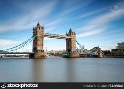 Tower Bridge in broad daylight on the thames in London