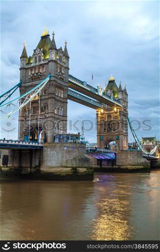 Tower bridge in London, Great Britain in the evening