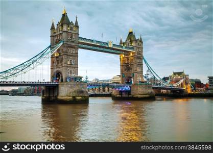Tower bridge in London, Great Britain in the evening