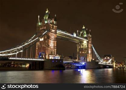 Tower bridge in London UK by night