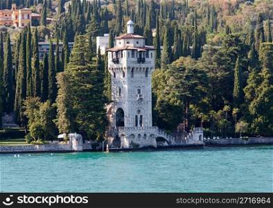 Tower by Lake Garda in town of Gardone