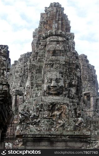 Tower in the temple Bayon, Angkor wat, Cambodia