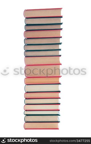Tower of books on a white background