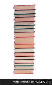 Tower of books on a white background