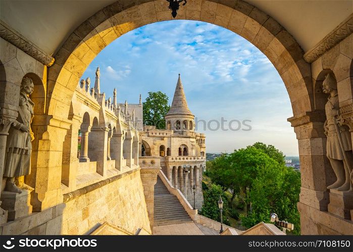Tower of Fisherman&rsquo;s Bastion in Budapest city, Hungary.