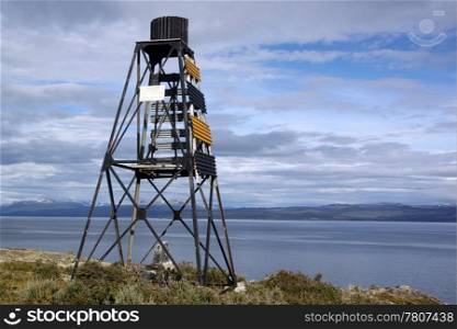 Tower of light house near Beagle channel, Ushuaia, Argentina