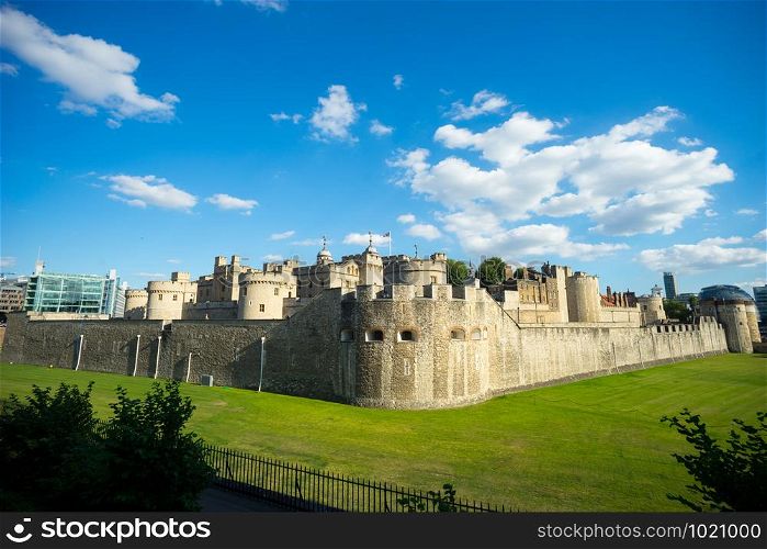 Tower of London in sunny day, England, UK