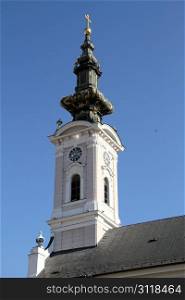 Tower of orthodox cathedral in Novi Sad, Serbia