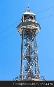 tower of Port Vell Aerial Tramway in Barcelona