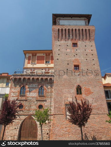 Tower of Settimo. Torre Medievale medieval castle tower in Settimo Torinese near Turin