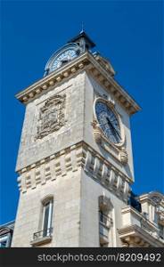 Tower of the building of Bayonne railway station, southern France