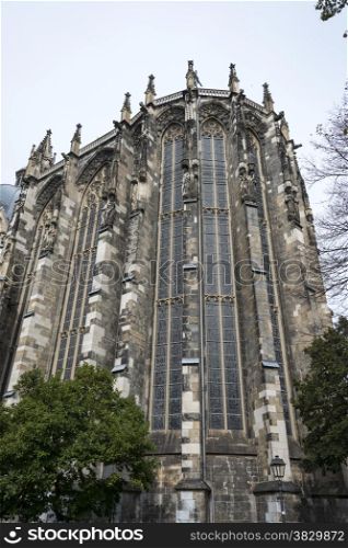 tower of the cathedral dom in Aachen German city