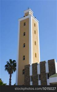 Tower of the Mohamed Vmosque in Asilah in Northern Morocco