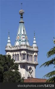 Tower of the Municipal Building of Sintra, near Lisbon in Portugal. Built to house the local civic administration.