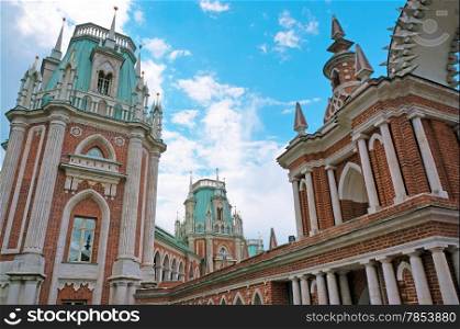 Tower of the royal palace in Tsaritsyno in Moscow
