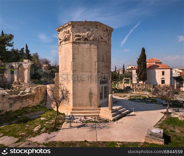 Tower of the Winds and Roman Agora in Athens, Greece