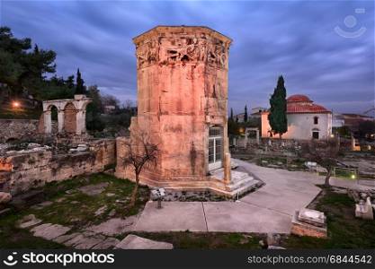 Tower of the Winds and Roman Agora in the Morning, Athens, Greece