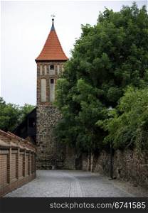 Tower on the south slope-Jueterbog. City wall and tower on the south slope in Juterbog, Germany