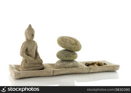 tower stack of stones in perfect balance isolated on white