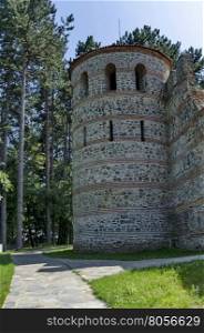 Tower with big stone wall of castle Hisarlak, near by Kyustendil town, Bulgaria