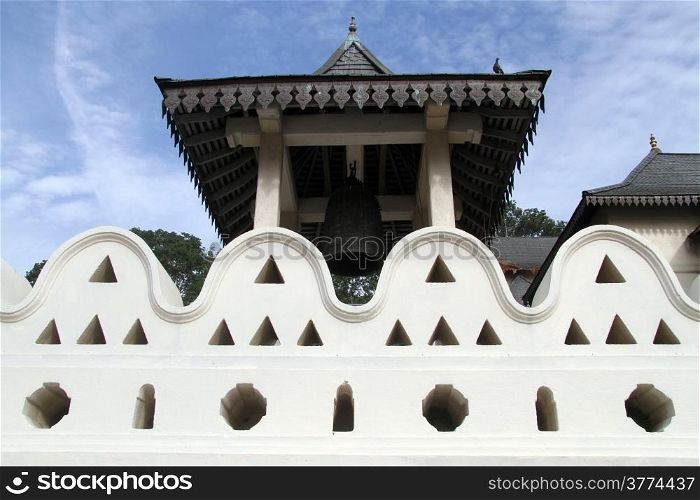 Tower with bronze bell in Tooth temple in Kandy, Sri Lanka